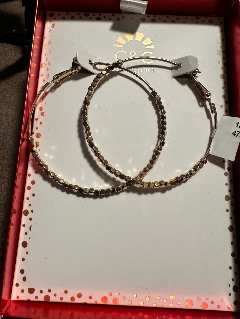 Gold-Tone Beaded Hoop Earrings by